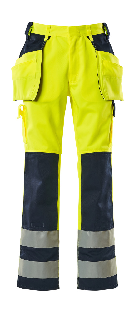 MASCOT® Almas SAFE COMPETE Hose mit Hängetaschen in fluoreszierend Gelb/Marine mit Reflexstreifen, robusten Dreifachnähten und vielen Werkzeugtaschen