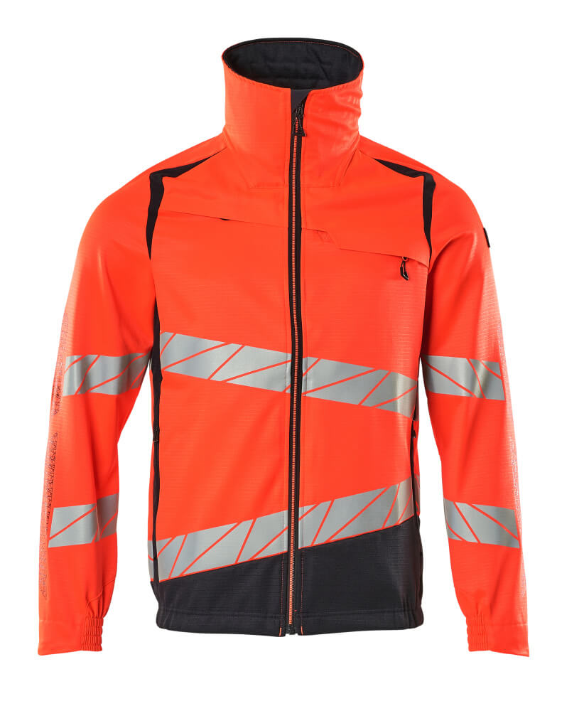 MASCOT® ACCELERATE SAFE Jacke in Hi-vis Rot/Schwarzblau, Größe 2XL, zweifarbige Warnschutzjacke mit reflektierenden Streifen für hohe Sichtbarkeit