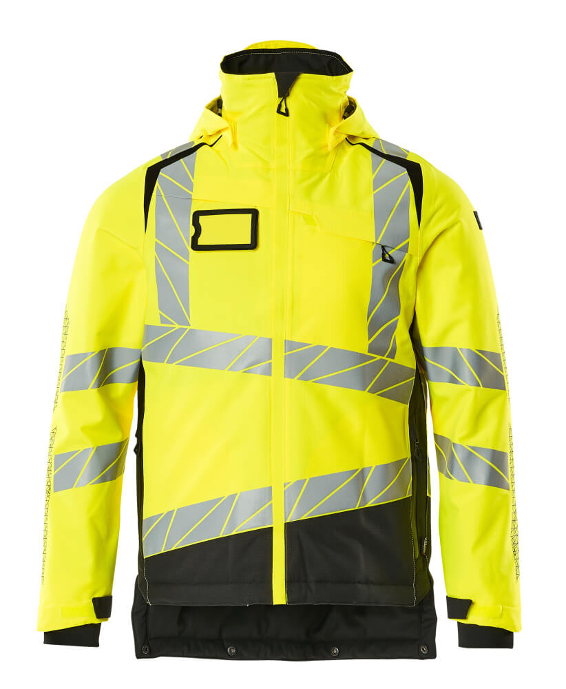 MASCOT® ACCELERATE SAFE Winterjacke in Hi-Vis Gelb/Schwarz, zweifarbige Winterwarnschutzbekleidung mit Reflexstreifen, Größe 3XL