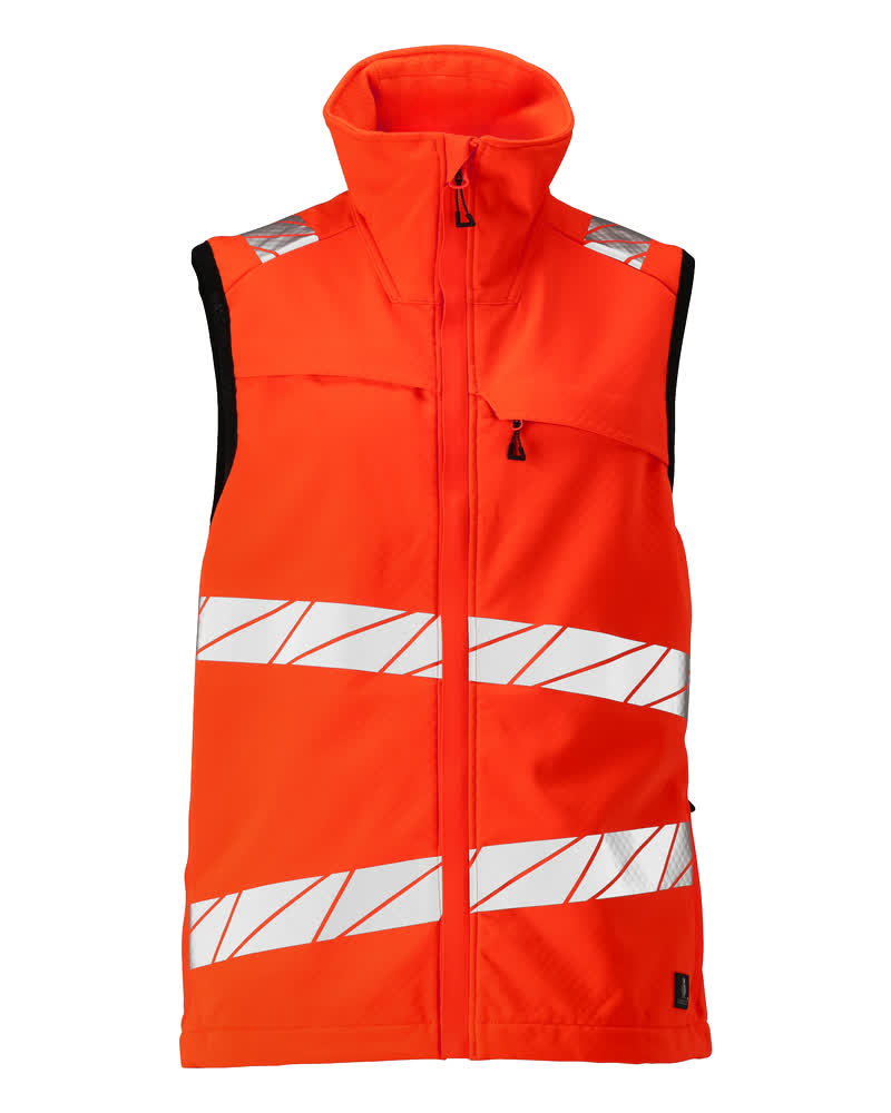 MASCOT® ACCELERATE SAFE Softshellweste in Hi-Vis Rot, einfarbige Winterwarnschutzbekleidung mit Reflexstreifen, Größe 2XL