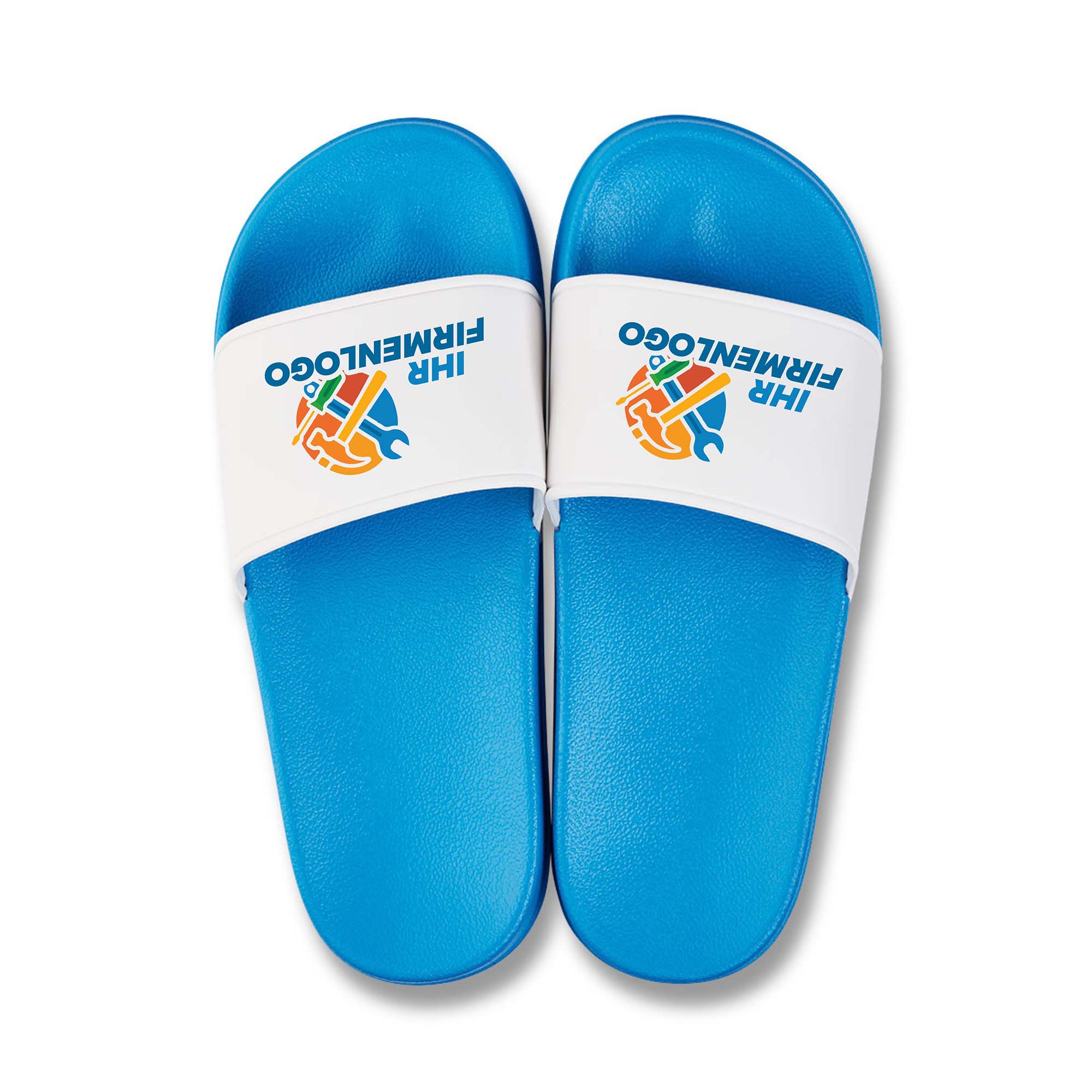 Blaue Badeschlappen mit individuell bedruckbarem Kundenlogo