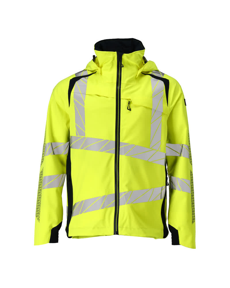 MASCOT® ACCELERATE SAFE Hardshelljacke in Hi-Vis Gelb/Schwarzblau, Größe 2XL, zweifarbige Winterwarnschutzbekleidung mit Reflexstreifen für optimale Sichtbarkeit