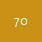 Quadratisches Farbfeld in Senfgelb mit der Zahl 70 in der Mitte