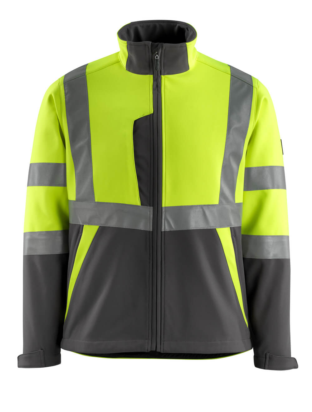 MASCOT® Kiama SAFE LIGHT Softshelljacke in Hi-vis Gelb/Dunkelanthrazit, Größe 2XL, zweifarbige Winterwarnschutzbekleidung mit Reflexstreifen für hohe Sichtbarkeit