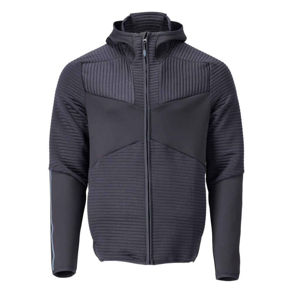 MASCOT® CUSTOMIZED Fleece Kapuzensweatshirt mit Reißverschluss in Schwarzblau, moderne Passform, recyceltes Polyester, Kapuze und Reißverschlusstaschen