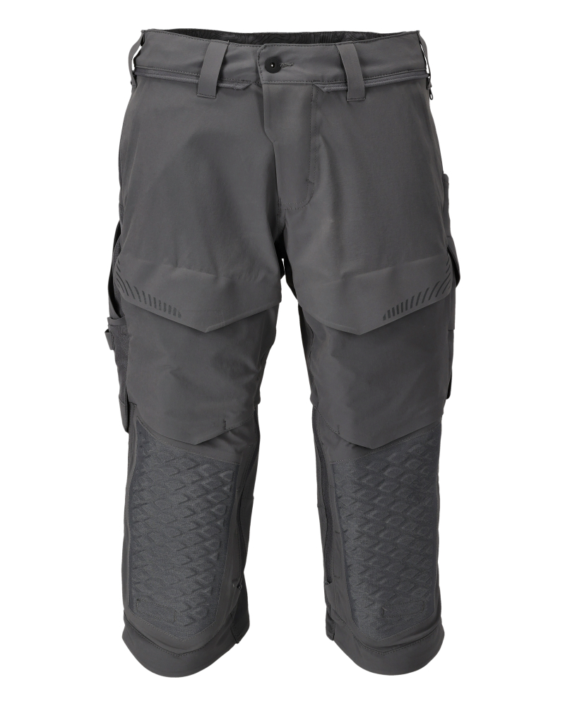MASCOT® CUSTOMIZED Dreiviertel-Hose mit Knietaschen, funktionelle Arbeitsbekleidung in Weiß/Anthrazitgrau, Modell C48, Vorderansicht