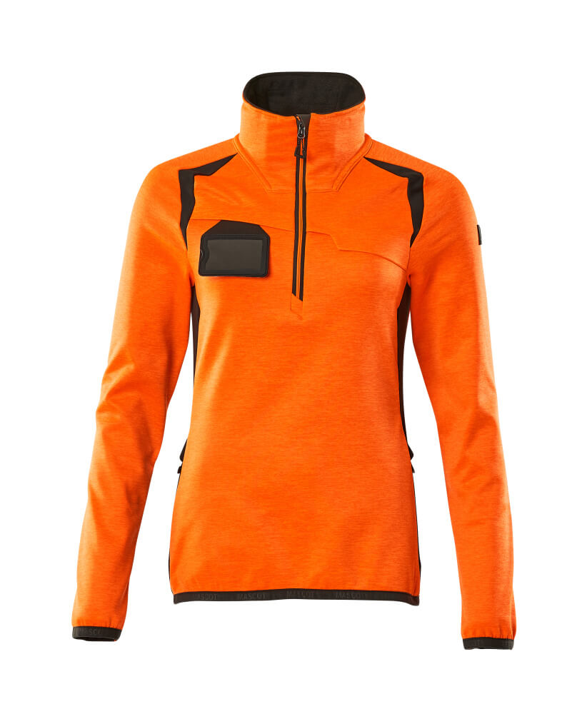 MASCOT® ACCELERATE SAFE Fleecejacke mit kurzem Reißverschluss, zweifarbige Warnschutzjacke für Damen in Hi-vis Gelb/Schwarz, Größe XL