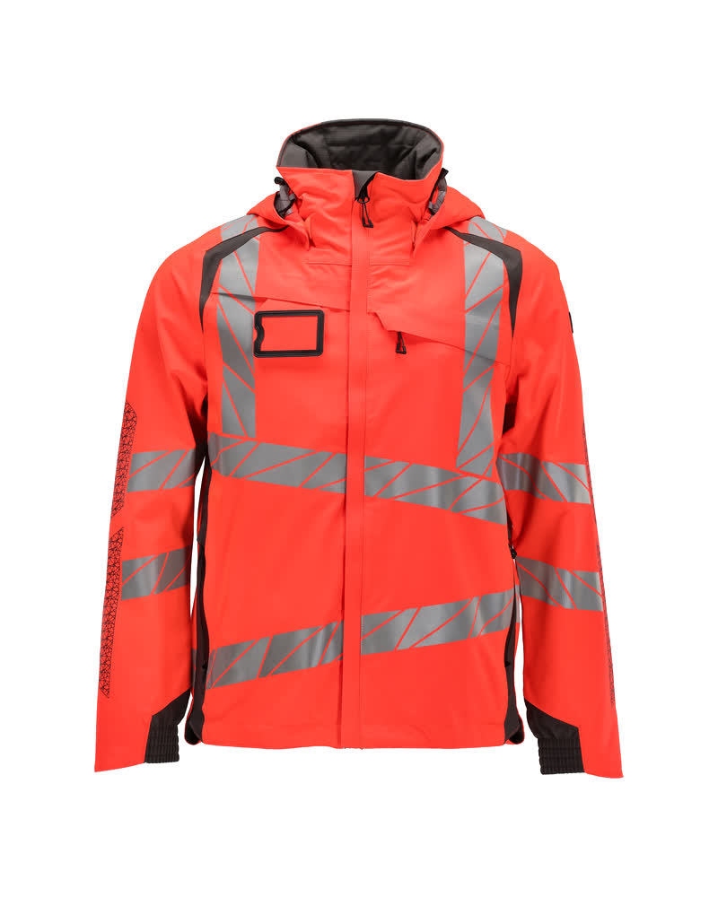MASCOT® ACCELERATE SAFE Hardshelljacke in Hi-Vis Rot/Dunkelanthrazit, Größe 2XL, wasserdichte zweifarbige Winterwarnschutzjacke mit reflektierenden Streifen