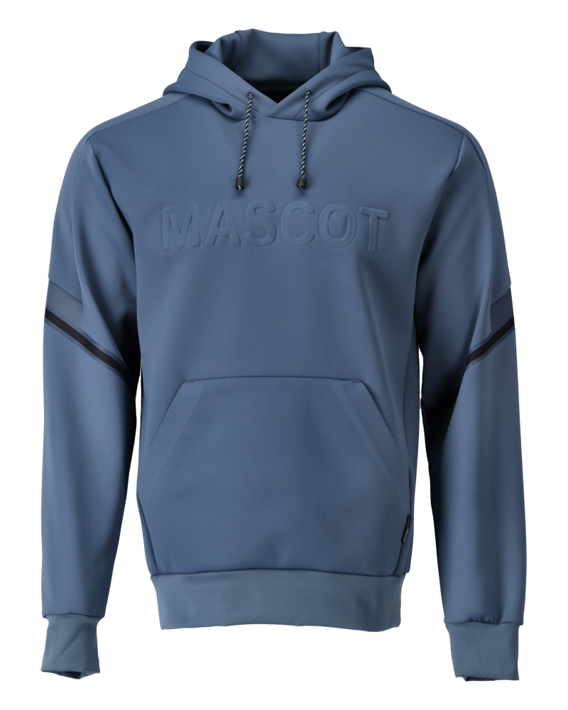 MASCOT® CUSTOMIZED Fleece Kapuzensweatshirt in Steinblau, Größe 2XL, Arbeitsbekleidung mit Kapuze und Kängurutasche