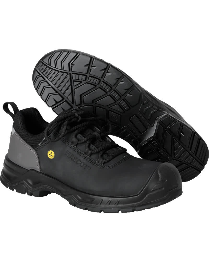 MASCOT® FOOTWEAR CLASSIC Sicherheitsschuhe in Schwarz, metallfrei mit Komposit-Zehenschutzkappe, wasserabweisendem Obermaterial und rutschfester, öl- und benzinbeständiger Sohle für knieende Arbeiten