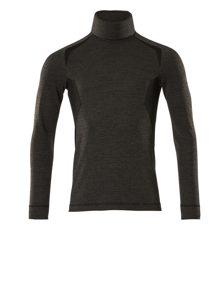 MASCOT® CROSSOVER zweifarbiges Funktionsshirt in Dunkelanthrazit/Schwarz mit Rollkragen und langen Ärmeln, leicht, schnelltrocknend, geruchshemmend, Größe 2XL