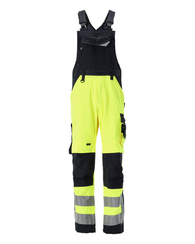MASCOT® Newcastle SAFE SUPREME Latzhose mit Knietaschen, zweifarbige Warnschutzlatzhose Hi-vis mit Reflexstreifen für hohe Sichtbarkeit und Arbeitsschutz