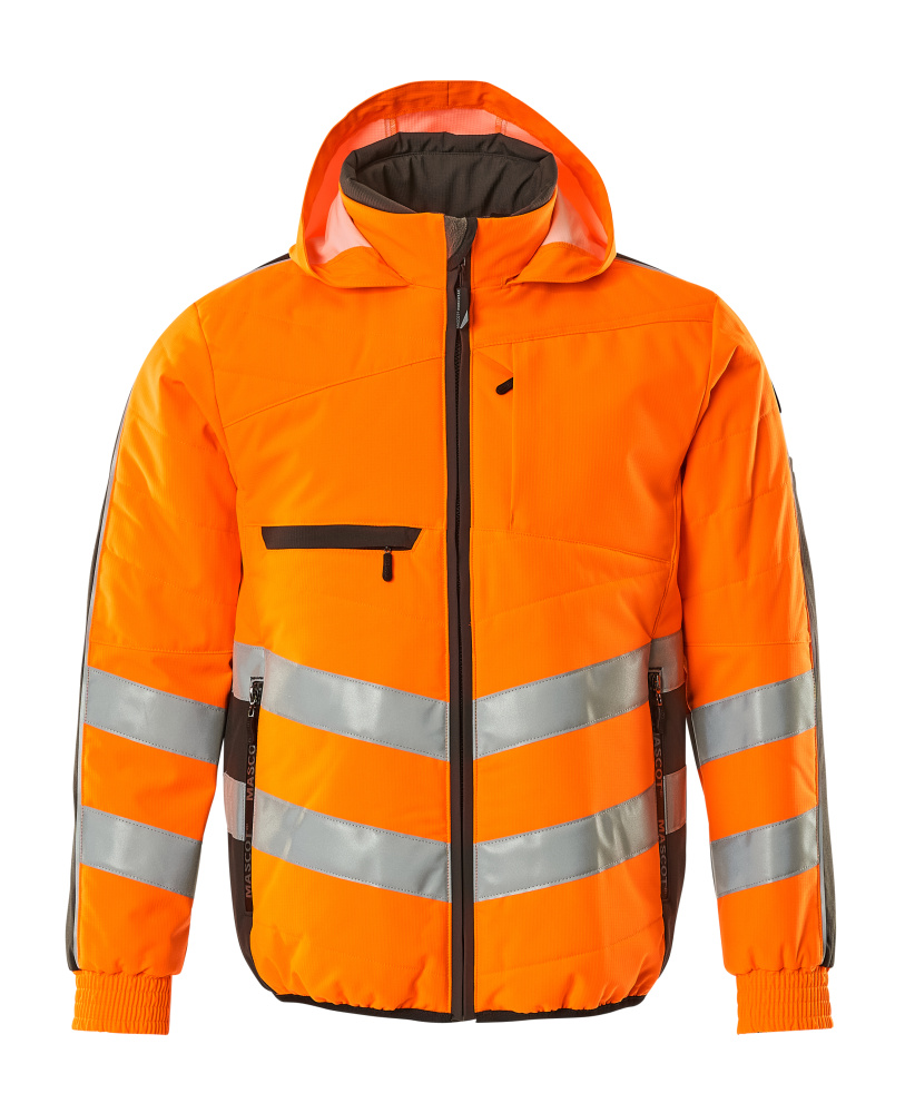 MASCOT® Dartford SAFE SUPREME Winterwarnschutzjacke in Hi-vis Orange/Dunkelanthrazit, Größe 2XL, mit reflektierenden Streifen und Kapuze für hohe Sichtbarkeit