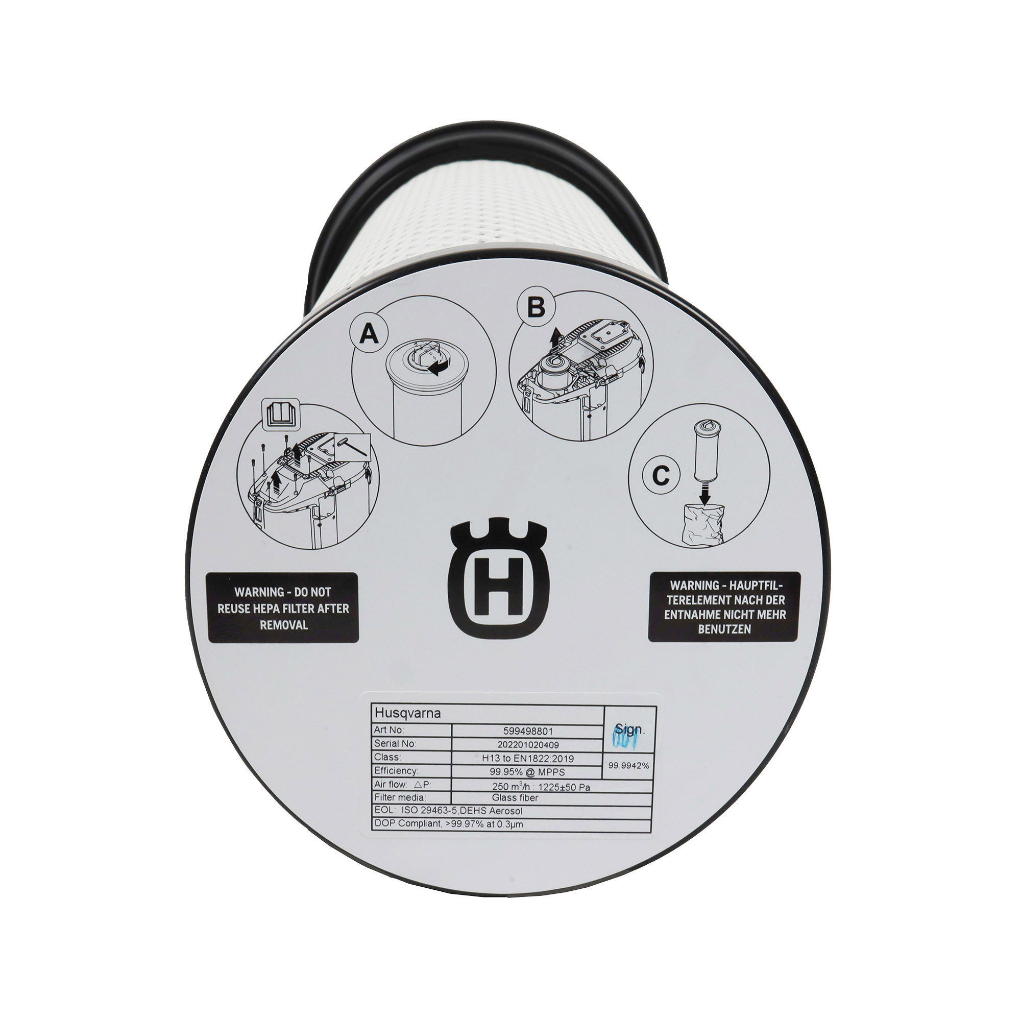 Ersatz HEPA H13 Filter passend für Husqvarna DE120 Sauger