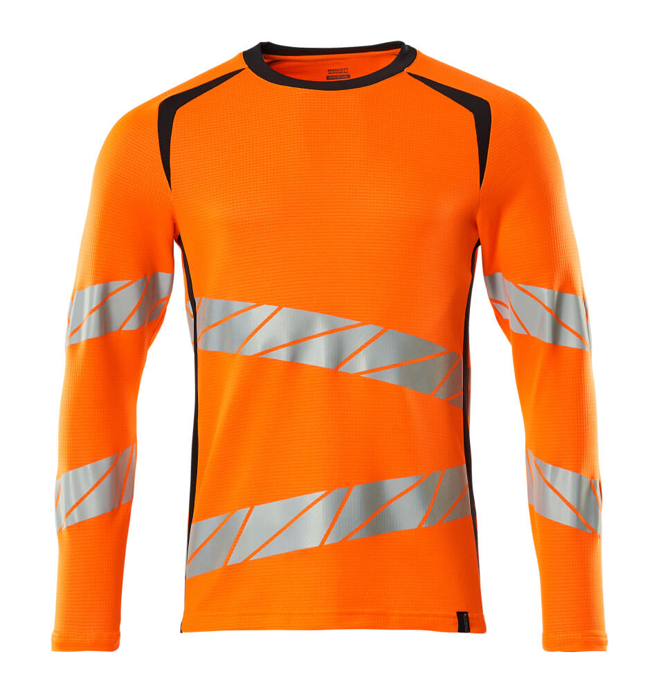 MASCOT® ACCELERATE SAFE Langarmshirt in Hi-Vis Gelb/Dunkelpetroleum, zweifarbiges Warnschutzoberteil mit reflektierenden Streifen für bessere Sichtbarkeit