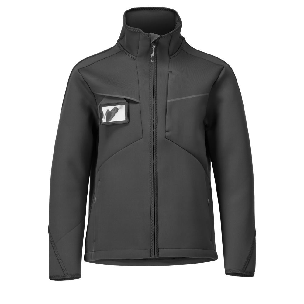 MASCOT® CUSTOMIZED Softshelljacke in Schwarz, Größe 2XL, robuste Winter-Arbeitsjacke mit Reißverschluss und Ausweistasche vorne