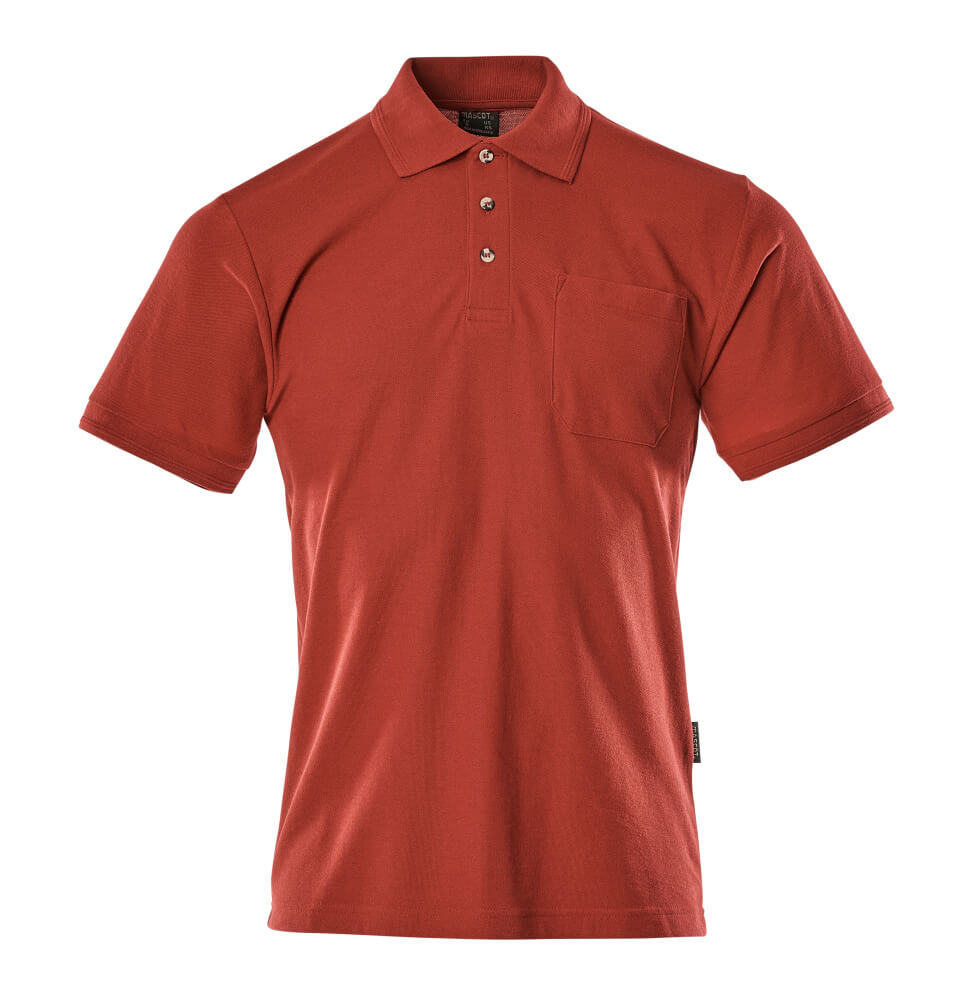 Rotes MASCOT® Borneo CROSSOVER Polo-Shirt mit kurzer Knopfleiste und Brusttasche, Arbeitsbekleidung in Größe 2XL