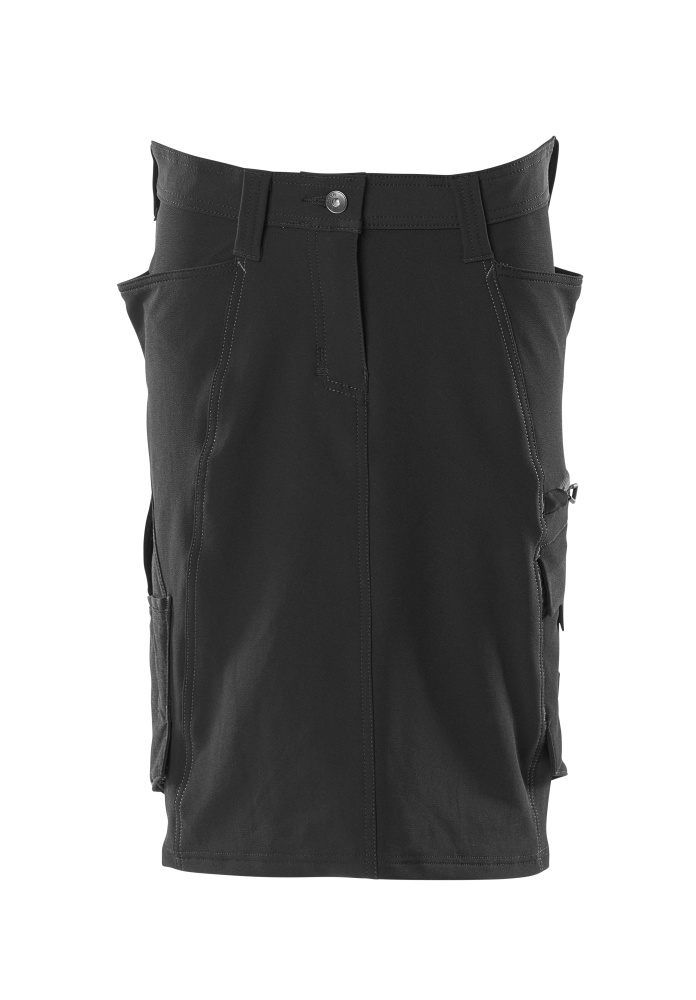 MASCOT® ACCELERATE Rock in Damenpassform, Arbeitsrock in Grün C36 mit Gürtelschlaufen und praktischen Taschen, Vorderansicht freigestellt