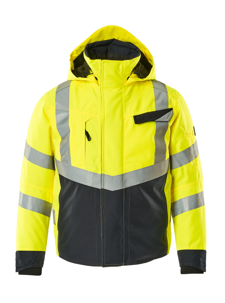 MASCOT® Hastings SAFE SUPREME Winterjacke, zweifarbige Winterwarnschutzjacke in Hi-Vis Orange/Dunkelanthrazit mit Reflexstreifen, Größe M