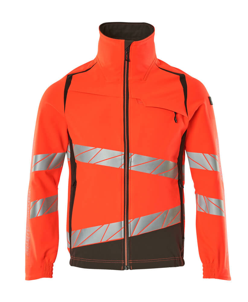 MASCOT® ACCELERATE SAFE Warnschutzjacke hi-vis Orange/Schwarz mit reflektierenden Streifen, Arbeitsjacke für erhöhte Sichtbarkeit, Größe XL