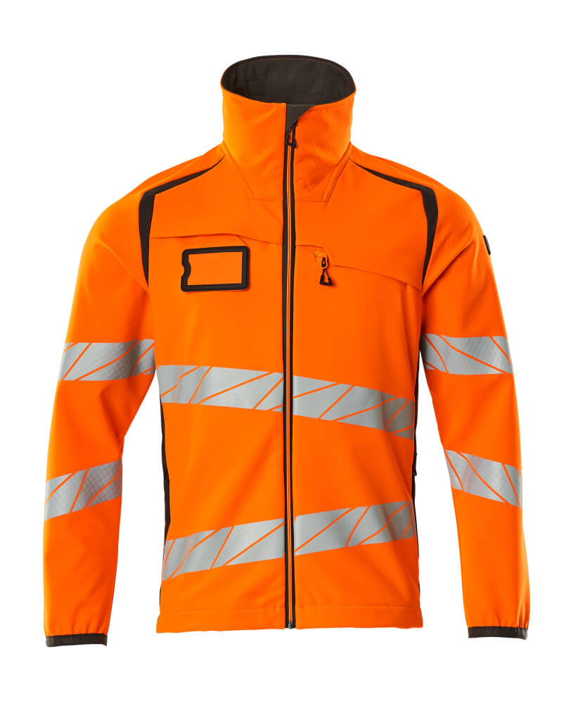 MASCOT® ACCELERATE SAFE Softshelljacke in Hi-Vis Orange mit reflektierenden Streifen, zweifarbige Winterwarnschutzjacke für Arbeitssicherheit