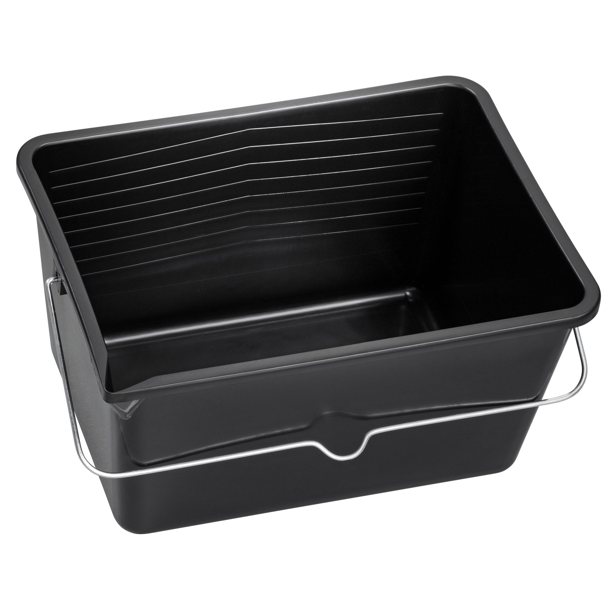 Schwarzer Farbeimer 14 Liter Kunststoff rechteckig mit Henke