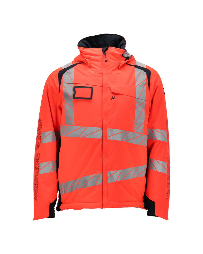 MASCOT® ACCELERATE SAFE Winterjacke in Hi-vis Orange/Dunkelanthrazit S, zweifarbige Winterwarnschutzjacke mit reflektierenden Streifen und Kapuze