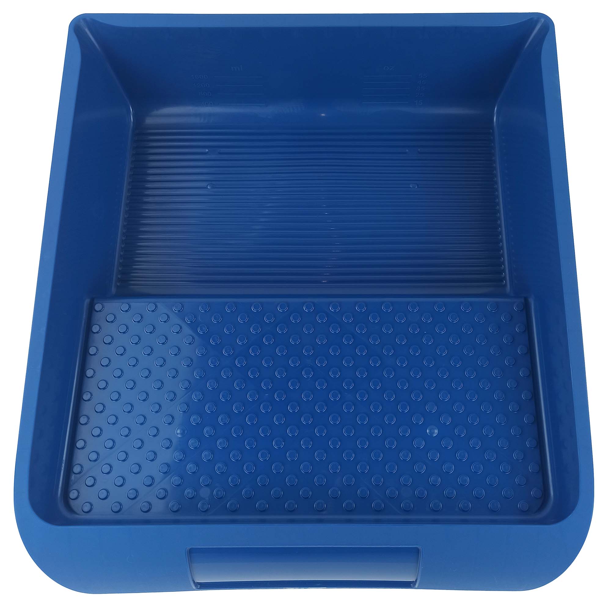Blaue Farbwanne 32x36 cm aus Kunststoff mit Rillen