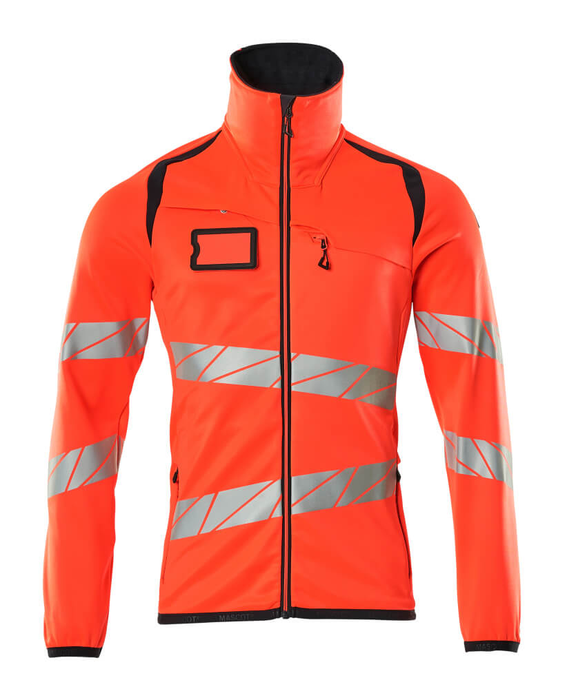 MASCOT® ACCELERATE SAFE Fleecejacke, zweifarbige Warnschutzjacke in Hi-Vis Orange/Dunkelanthrazit mit Reflexstreifen, Größe XL