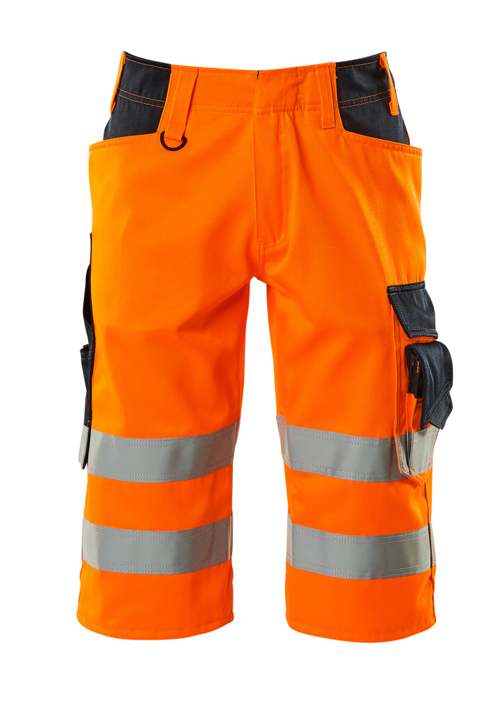 MASCOT® Luton SAFE SUPREME lange Shorts in fluoreszierendem Orange mit Reflexstreifen, ergonomischen Beinen, verstärkten Taschen und Hammerschlaufe