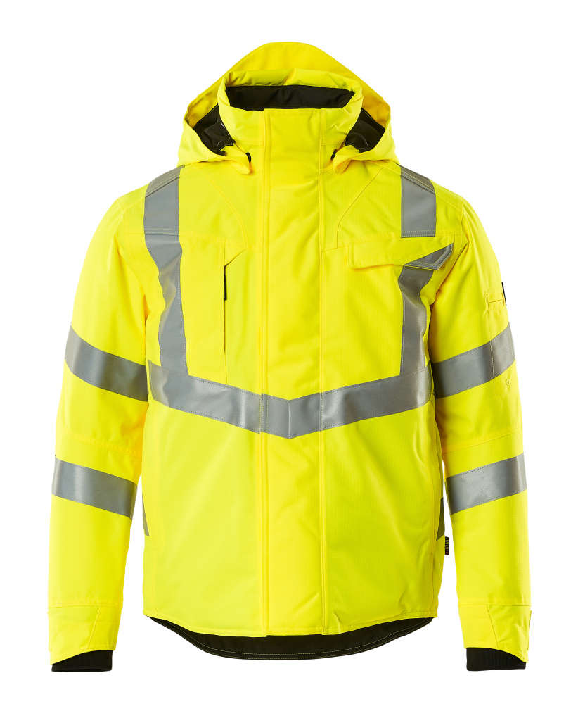 MASCOT® Hastings SAFE SUPREME Winterjacke in Hi-Vis Gelb, zweifarbige Winterwarnschutzjacke in Größe 2XL mit reflektierenden Streifen für hohe Sichtbarkeit