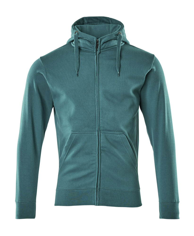 Petroleumfarbener MASCOT® Gimont CROSSOVER Kapuzenpullover mit Reißverschluss und Kängurutasche, Arbeitsbekleidung Größe 2XL