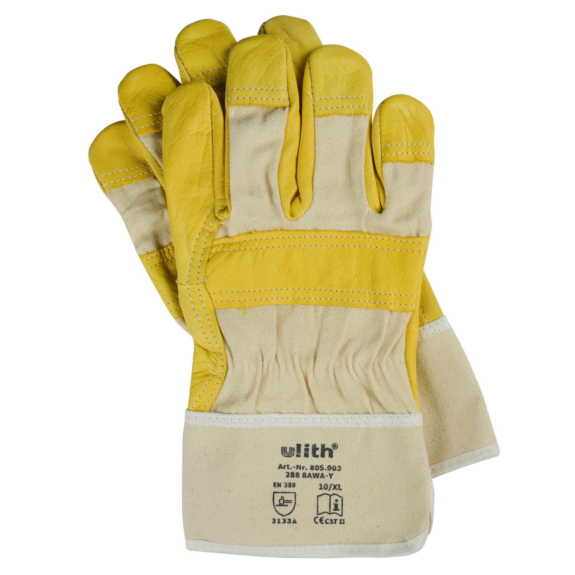 Zero Dust Arbeitshandschuh Vollleder Größe 10 gelb/grau