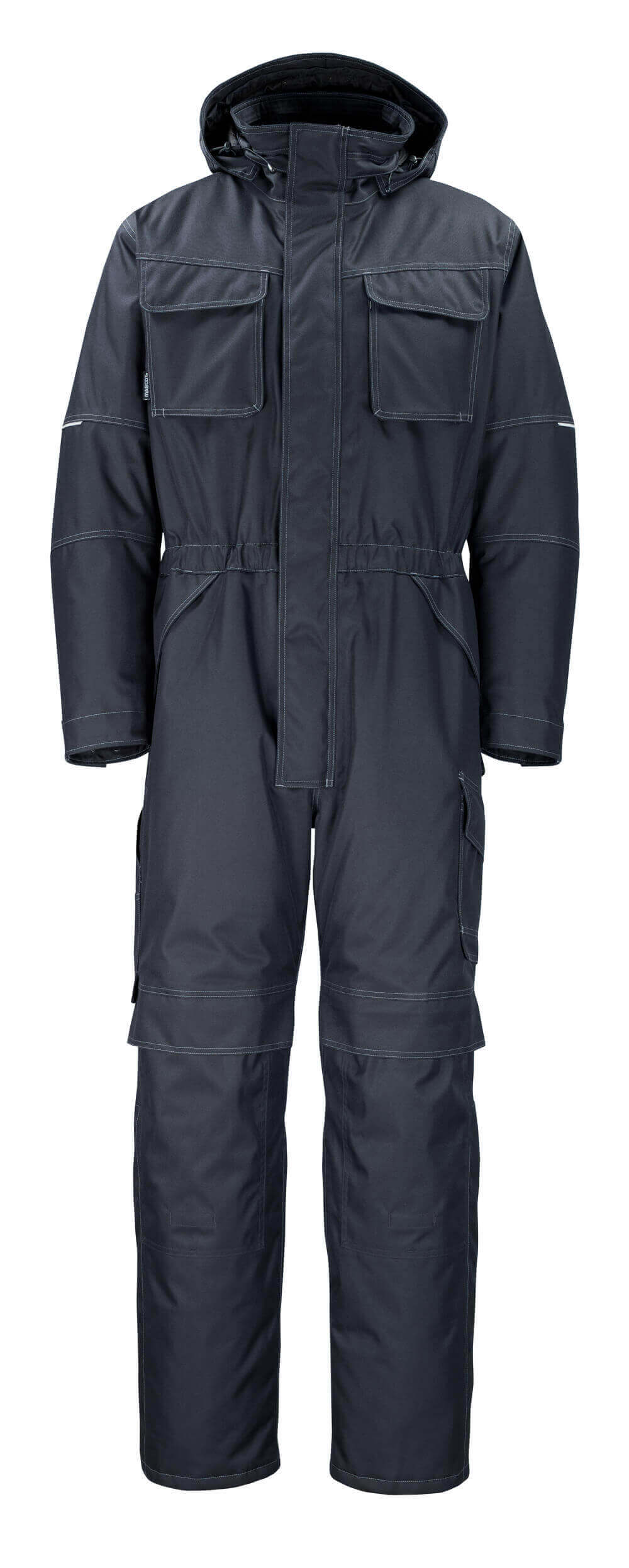 MASCOT® Ventura INDUSTRY Winteroverall in Schwarzblau, atmungsaktiv, wind- und wasserdicht, mit abnehmbarer Kapuze, verstärkten Nähten und warmem Futter für Winterarbeit
