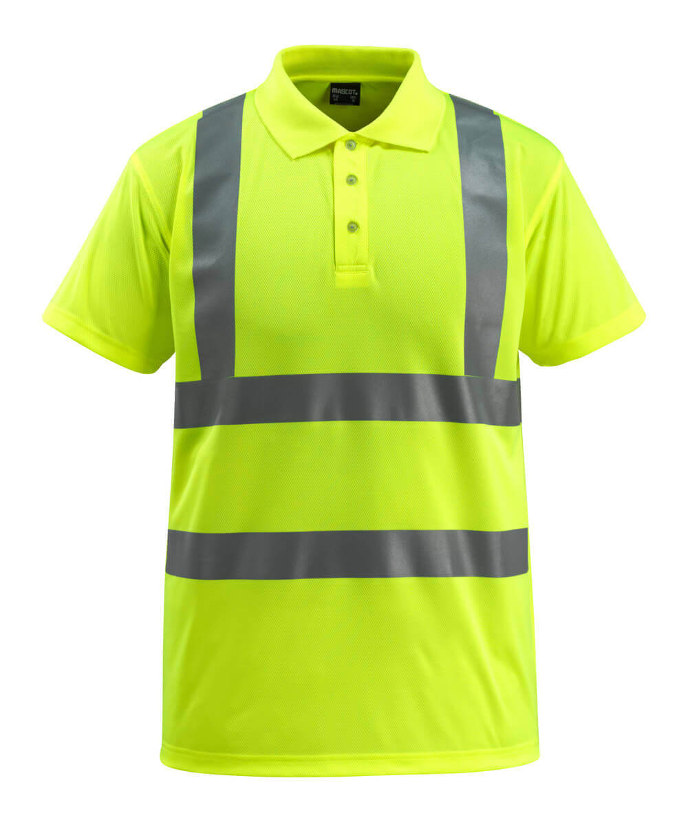MASCOT® Bowen SAFE LIGHT Polo-Shirt in Hi-vis Gelb, zweifarbige Warnschutzbekleidung mit reflektierenden Streifen, Größe 2XL