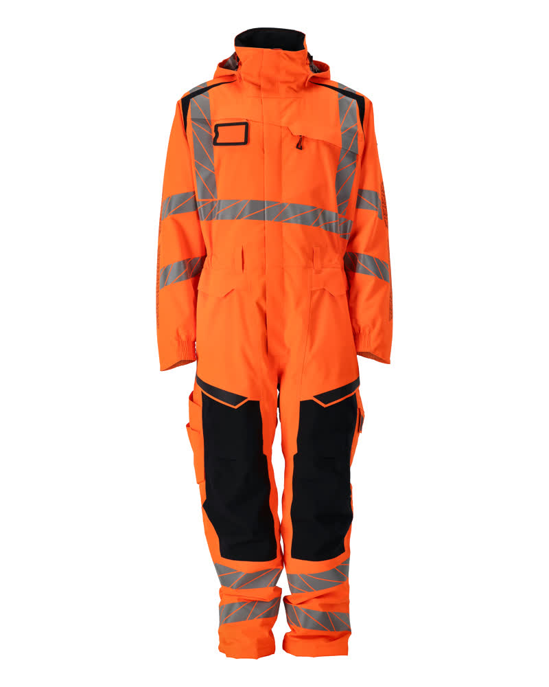 MASCOT® ACCELERATE SAFE Winteroverall in Hi-vis Orange/Schwarz mit Reflexstreifen, warme zweifarbige Winterwarnschutzkleidung für Arbeitssicherheit
