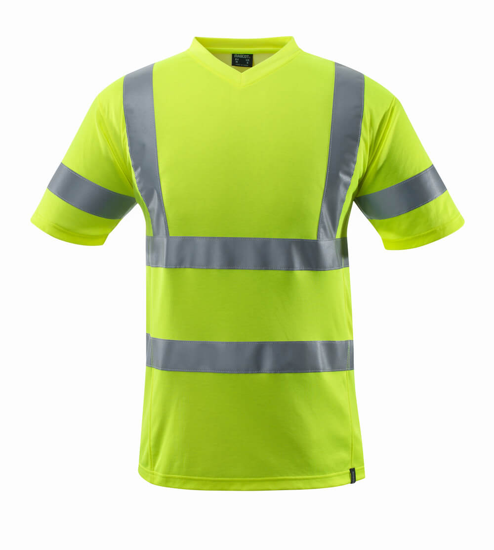MASCOT® SAFE CLASSIC T-Shirt in Hi-Vis Gelb, Größe 2XL, einfarbige Warnschutzbekleidung mit reflektierenden Streifen für hohe Sichtbarkeit