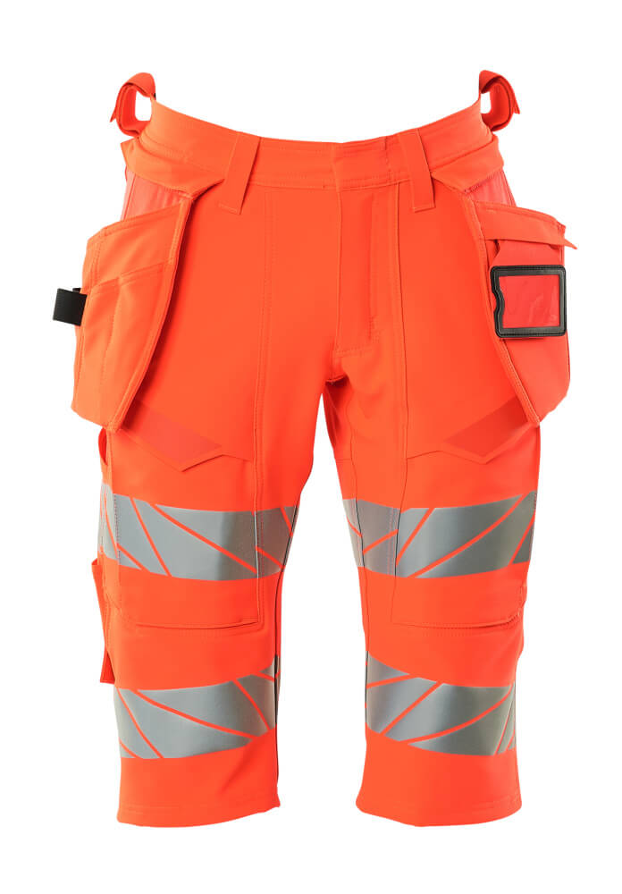 MASCOT® ACCELERATE SAFE lange Warnschutz-Shorts mit Hängetaschen in Hi-vis Rot, reflektierende Streifen, Größe C44 für Arbeitssicherheit