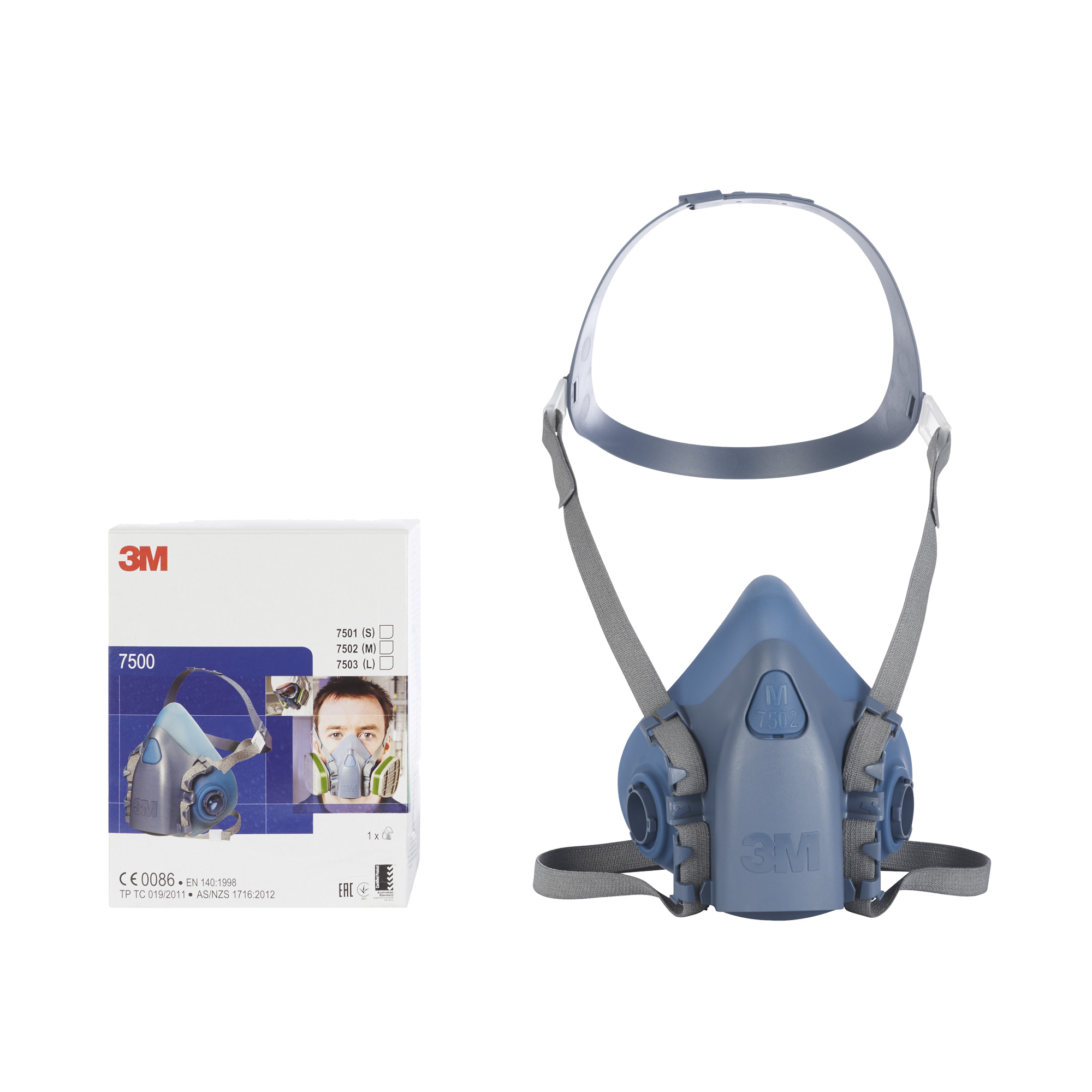 3M Halbmaske 7502 Größe M aus Silikon mit Bebänderung