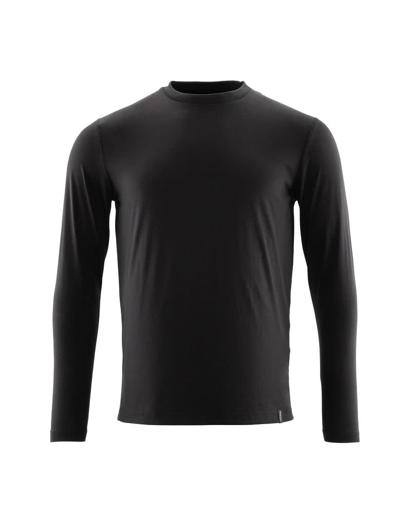 Vollschwarzes MASCOT® CROSSOVER Langarmshirt für Arbeitsbekleidung in Größe 2XLONE, Vorderansicht