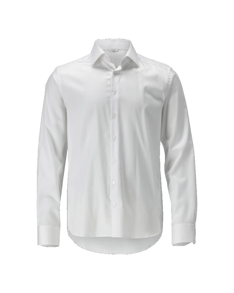 Weißes MASCOT® FRONTLINE Hemd Corporate Casual in Größe 37, schmale Passform aus atmungsaktiver, bügelleichter Baumwolle mit Kentkragen und langen Ärmeln