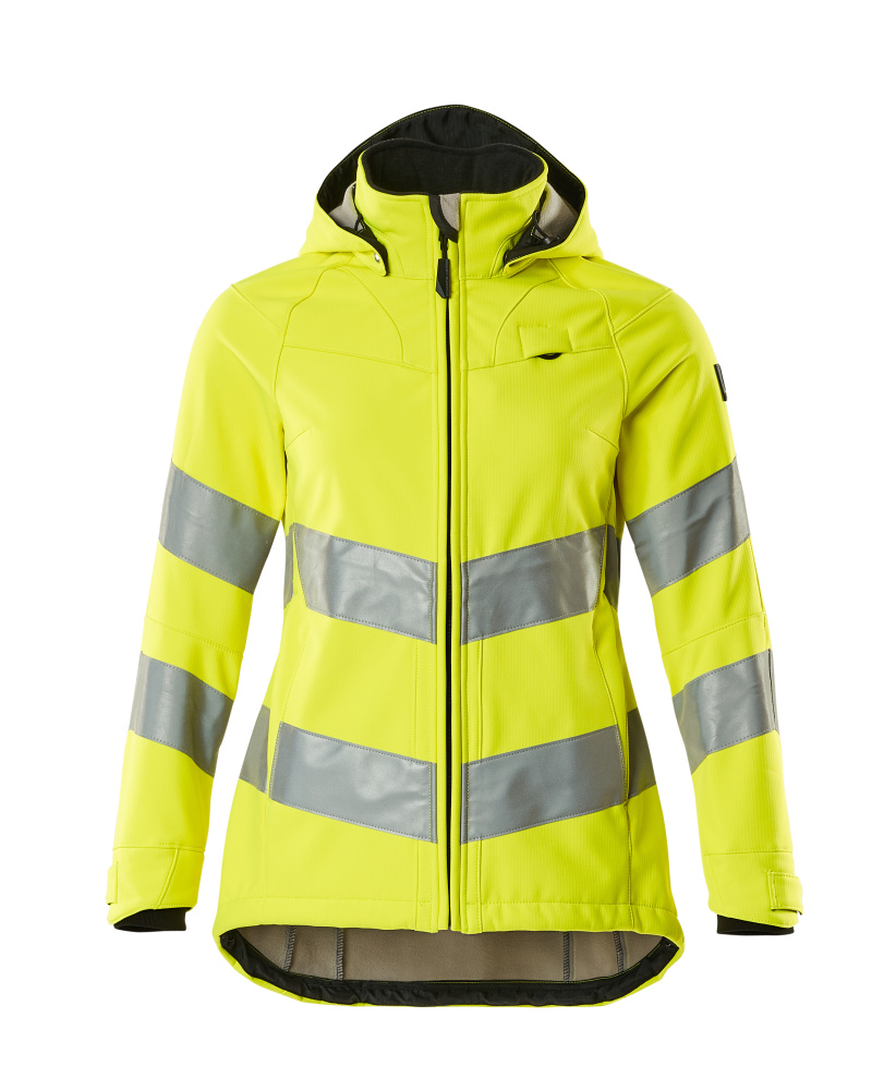 MASCOT® SAFE SUPREME Softshelljacke in Hi-Vis Gelb, Damenpassform 2XL, zweifarbige Winterwarnschutzjacke mit Reflexstreifen für hohe Sichtbarkeit