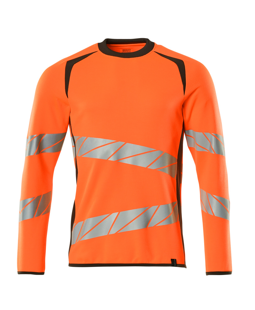 MASCOT® ACCELERATE SAFE Sweatshirt in Hi-Vis Orange/Dunkelanthrazit, reflektierendes zweifarbiges Warnschutz-Sweatshirt für Arbeit und Baustelle, Größe 2XL