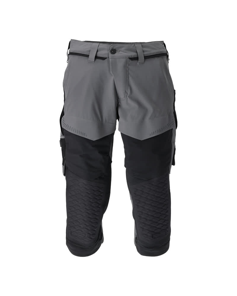 MASCOT® CUSTOMIZED Dreiviertel-Hose mit Knietaschen, robuste Arbeitsbermuda in Schwarzblau C49 mit verstärkten Knien für Handwerk und Bau