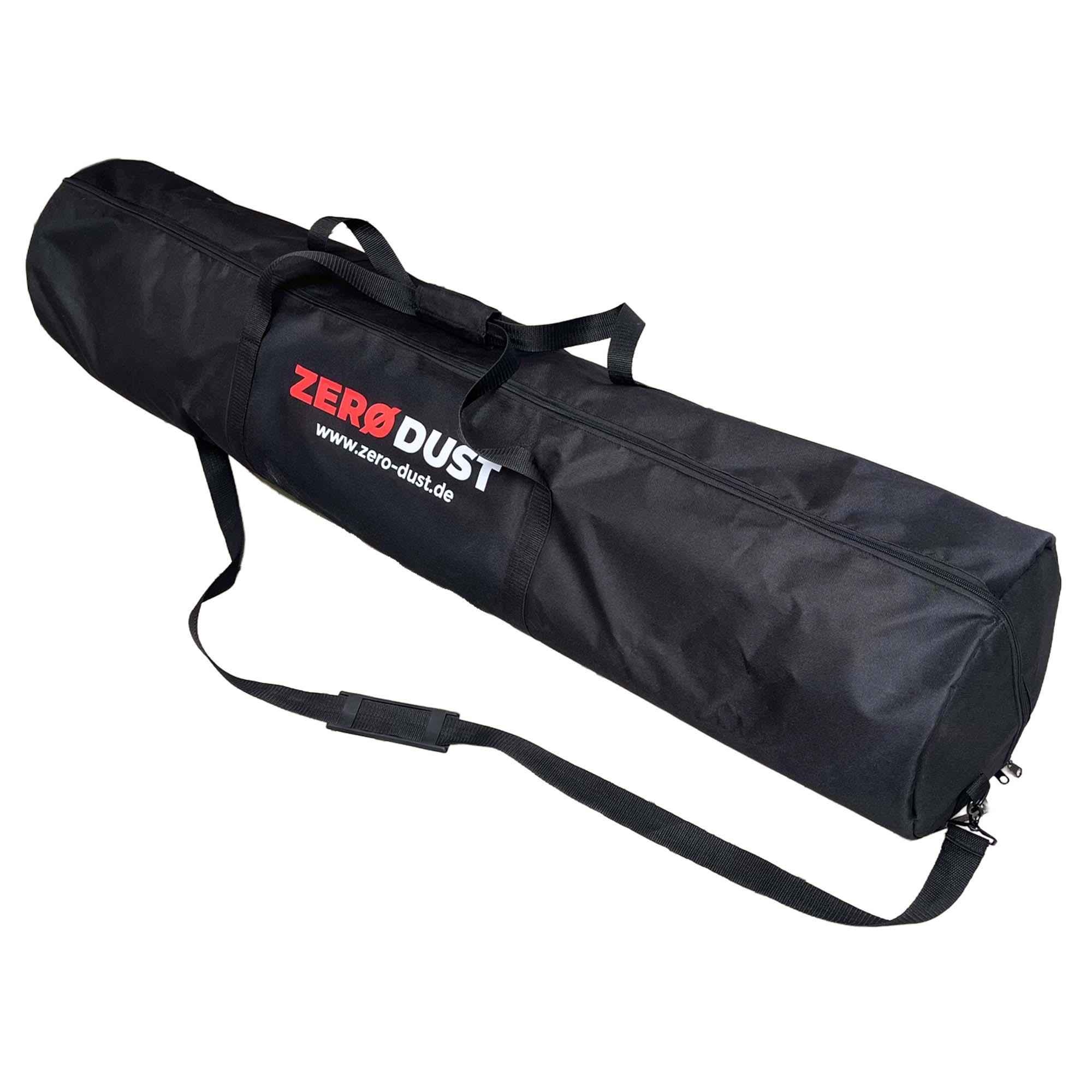Schwarze Zero Dust MalerMuli Transporttasche mit Tragegurt für Vliesrollen bis 1,00 x 50 m sowie Klebeband, Cutter und weiteres Zubehör