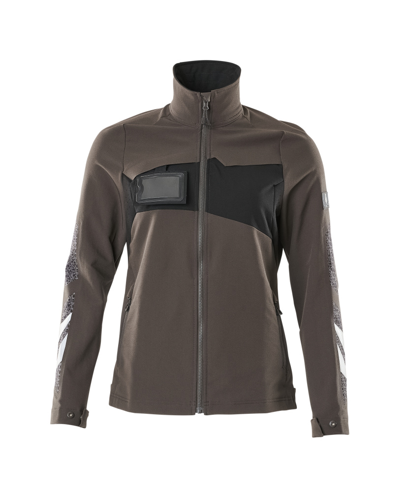 MASCOT® ACCELERATE Damen-Arbeitsjacke in Dunkelanthrazit/Schwarz, Größe 2XL, mit Reißverschluss und Reflexdetails vorne