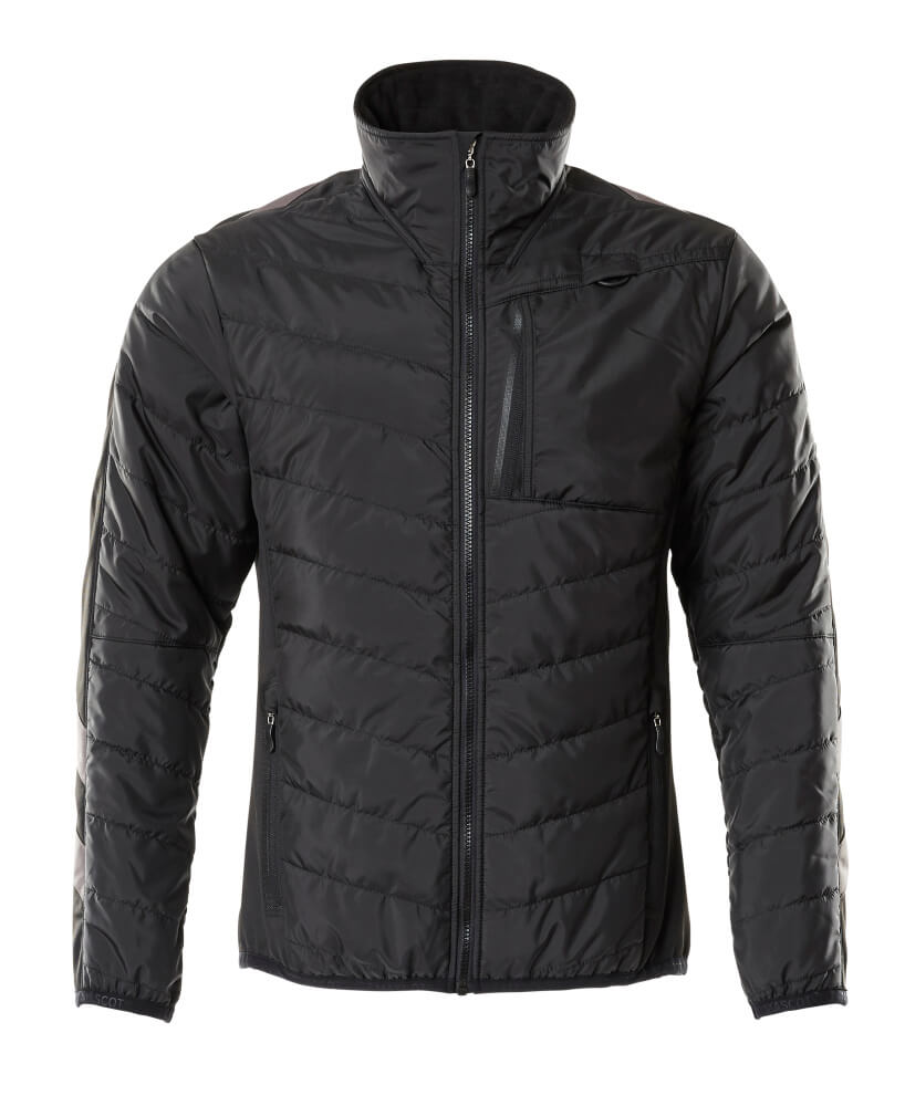 MASCOT® UNIQUE Thermojacke in Schwarz, Größe 2XL, warme Winter-Arbeitsjacke mit Stehkragen, Reißverschluss und Reißverschlusstaschen vorne
