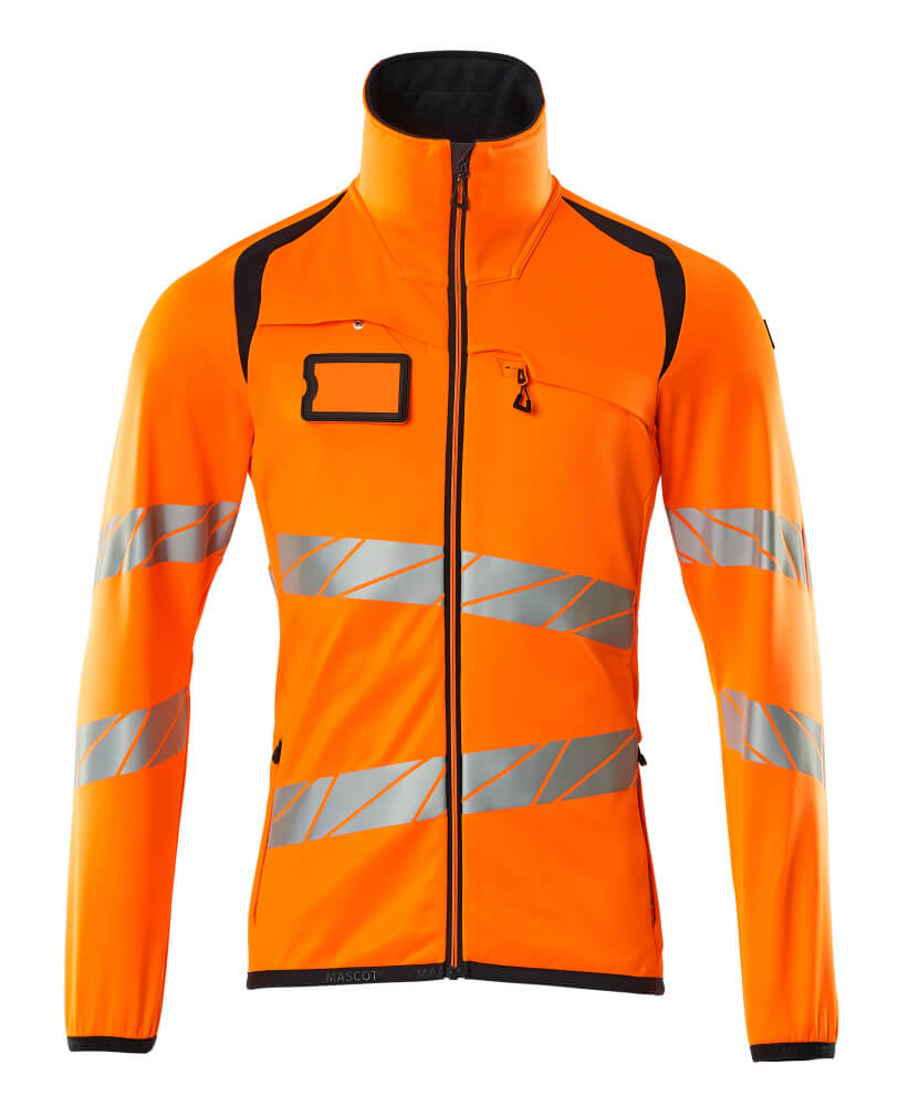 MASCOT® ACCELERATE SAFE Fleecejacke in Hi-vis Gelb/Dunkelpetroleum, zweifarbige Warnschutz-Fleecejacke mit Reflexstreifen, Größe M