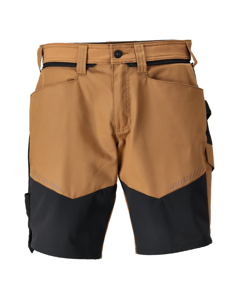MASCOT® CUSTOMIZED Shorts in Nussbraun/Schwarz, robuste Arbeitsshorts mit mehreren Taschen, Größe C44 für Handwerk und Bau