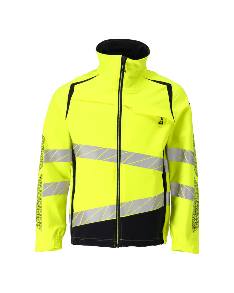 MASCOT® ACCELERATE SAFE Jacke in Hi-Vis Orange/Schwarzblau, Größe XL, zweifarbige Warnschutzjacke mit reflektierenden Streifen für hohe Sichtbarkeit